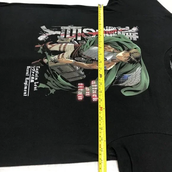 Attack On Titan Shirt Men L Black Captain Levi Season 3 Anime Graphic Tee Fan - Picture 6 of 9